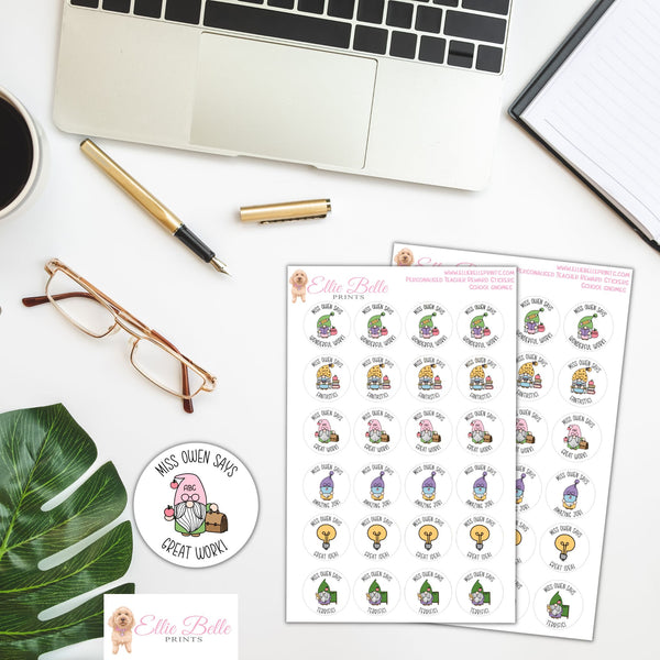 School Gnomes - Personalised Teacher Reward Stickers
