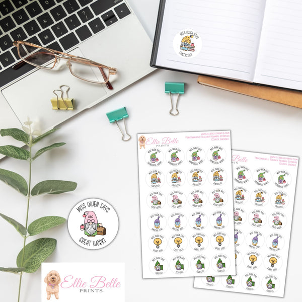 School Gnomes - Personalised Teacher Reward Stickers