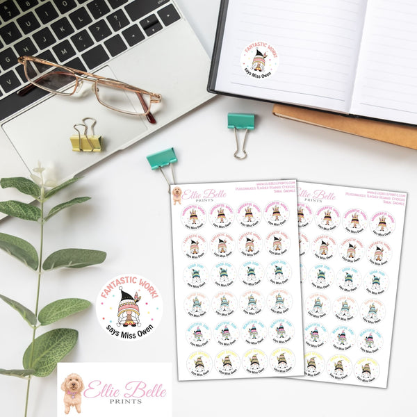 Boho Gnomes - Personalised Teacher Reward Stickers