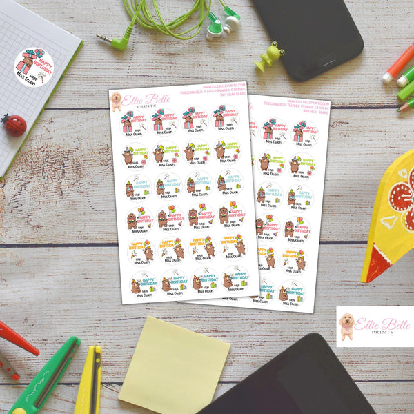 Birthday Bears - Personalised Teacher Reward Stickers