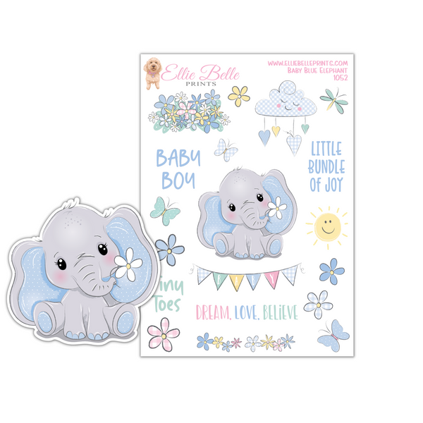 Blue Baby Elephant Stickers
