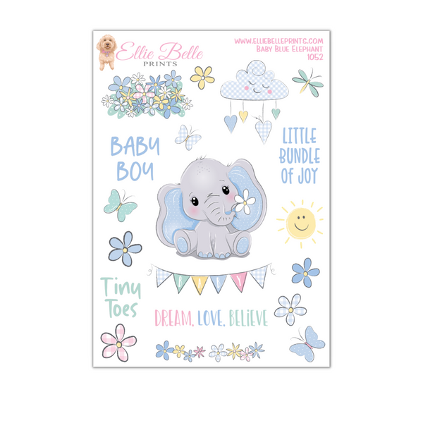 Blue Baby Elephant Stickers