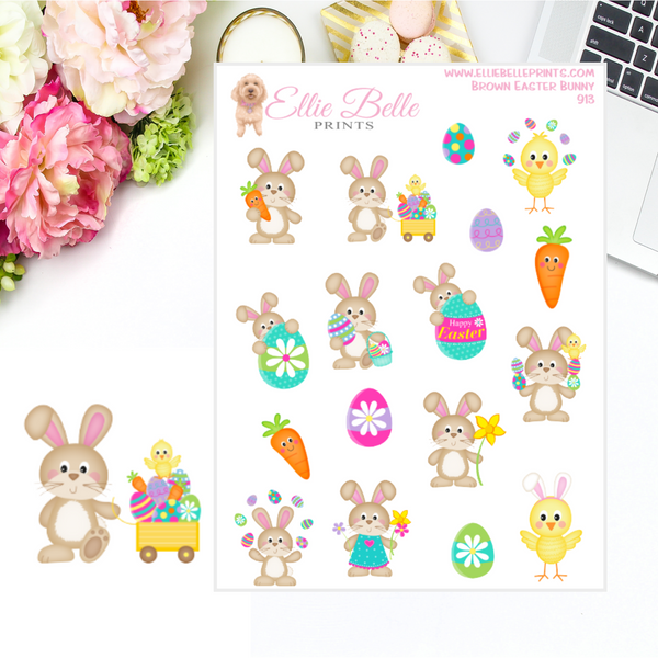 Brown Easter Bunny Stickers