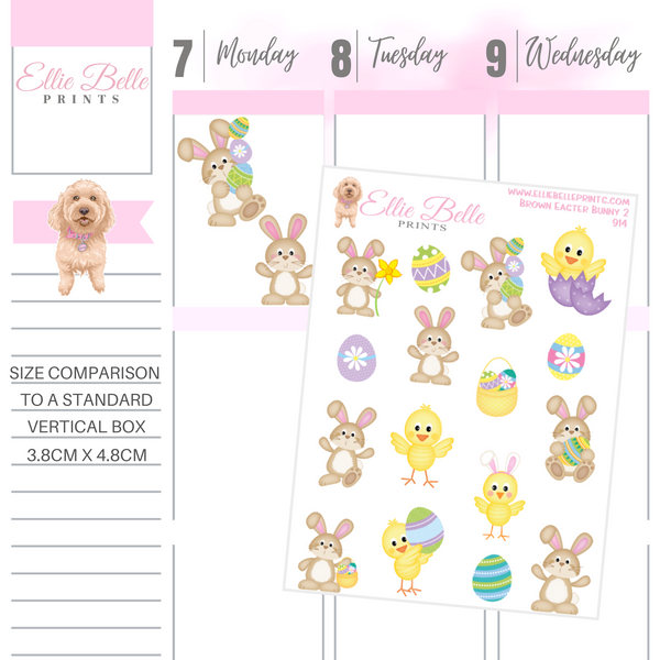 Brown Easter Bunny 2 Stickers