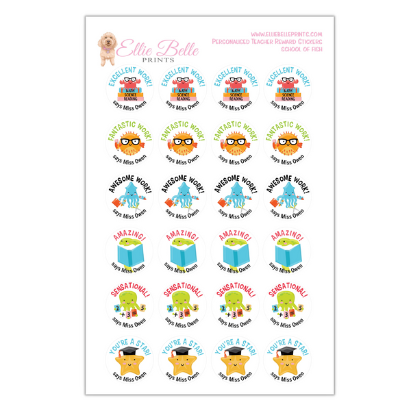 Teacher Gift Pack 2 -  Personalised Teacher Reward Stickers