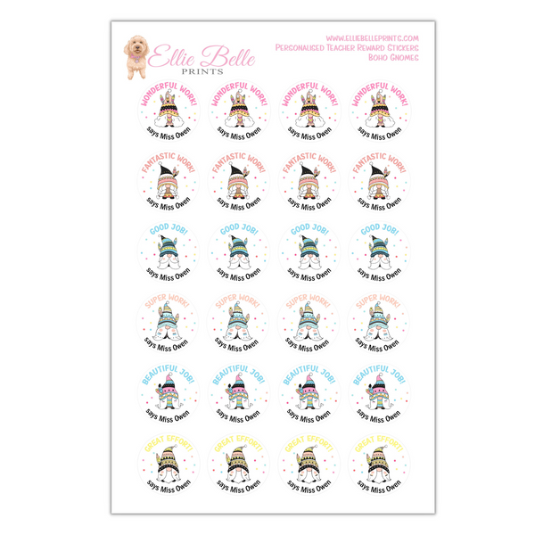 Teacher Gift Pack 2 -  Personalised Teacher Reward Stickers