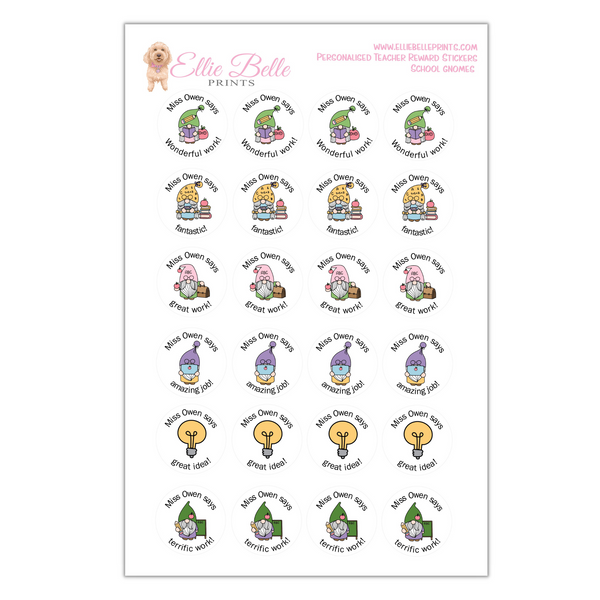 Teacher Gift Pack 2 -  Personalised Teacher Reward Stickers