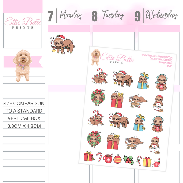 Christmas Sloth Stickers