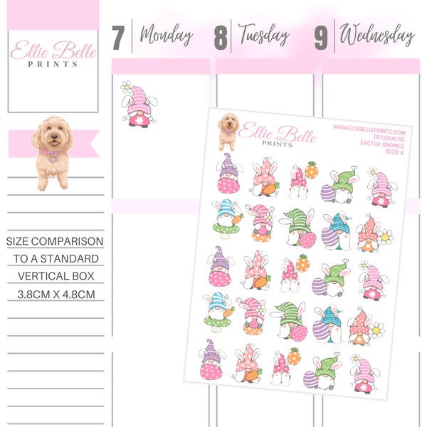 Easter Gnome Sticker size comparison