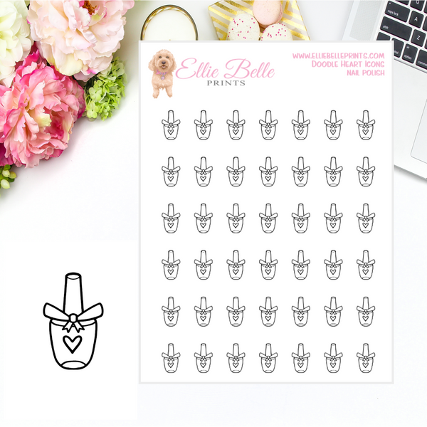 Nail Polish Icons - Doodle Heart Icons