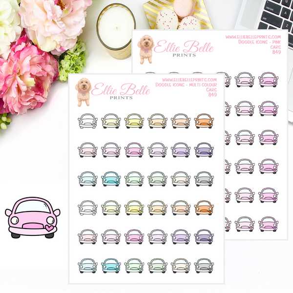 Cars - Multi Colour Doodle Icons