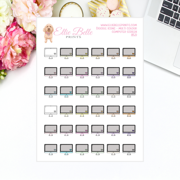 Computer Screen - Multi Colour Doodle Icons