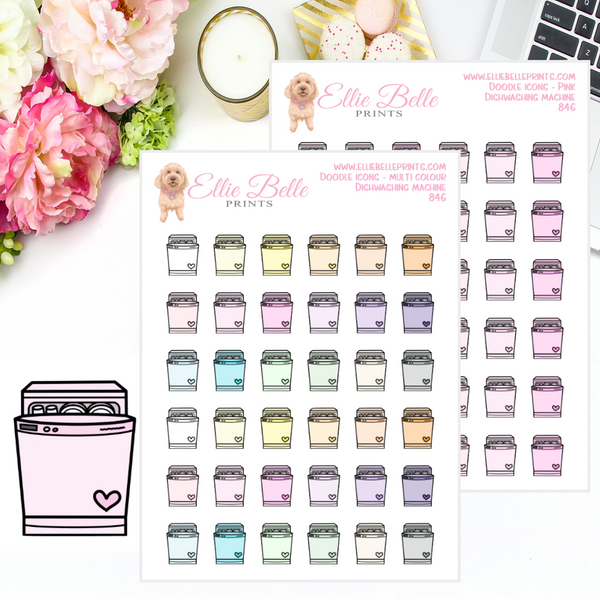 Dishwashing Machine - Multi Colour Doodle Icons
