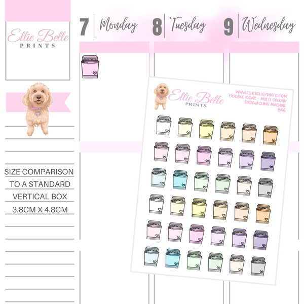 Dishwashing Machine - Multi Colour Doodle Icons