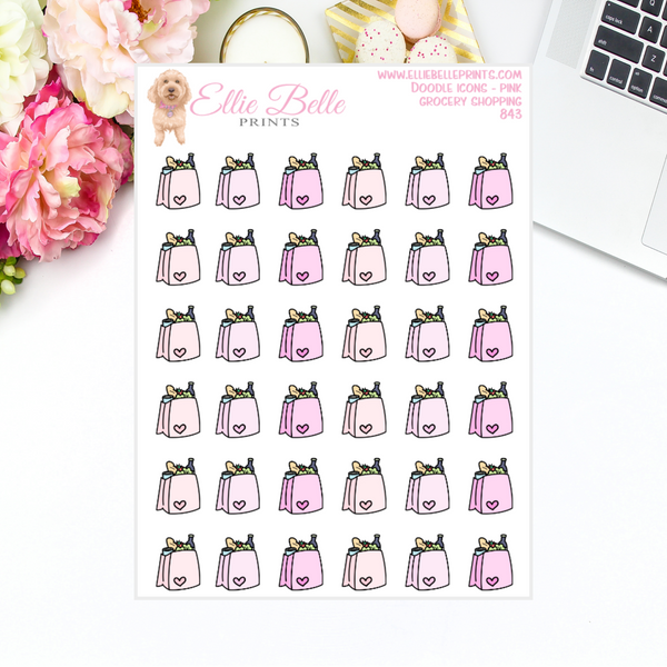 Grocery Bag - Multi Colour Doodle Icons