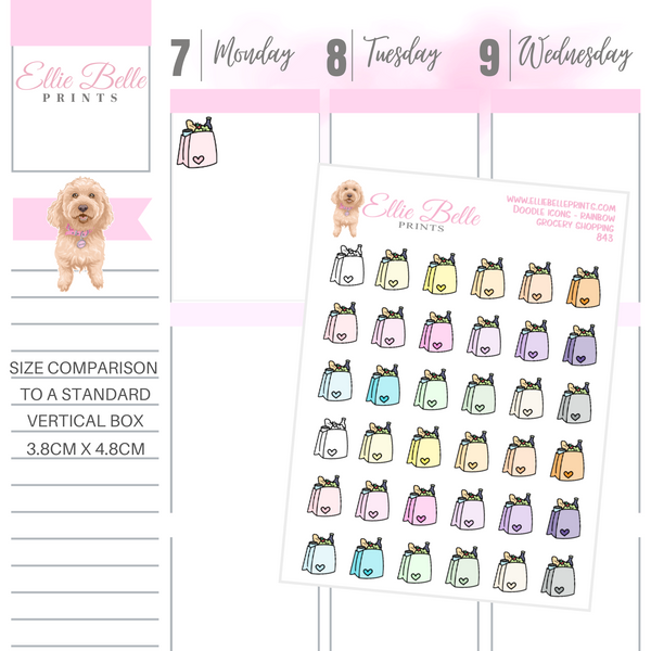 Grocery Bag - Multi Colour Doodle Icons