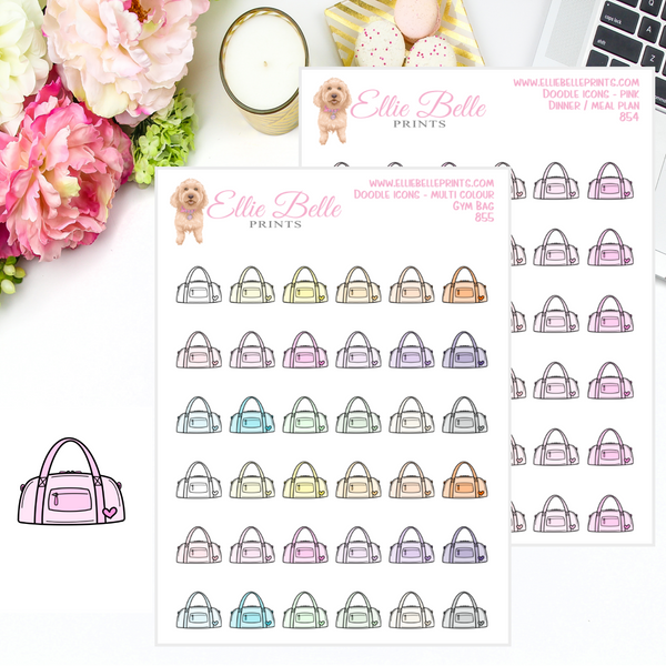 Gym Bag - Multi Colour Doodle Icons