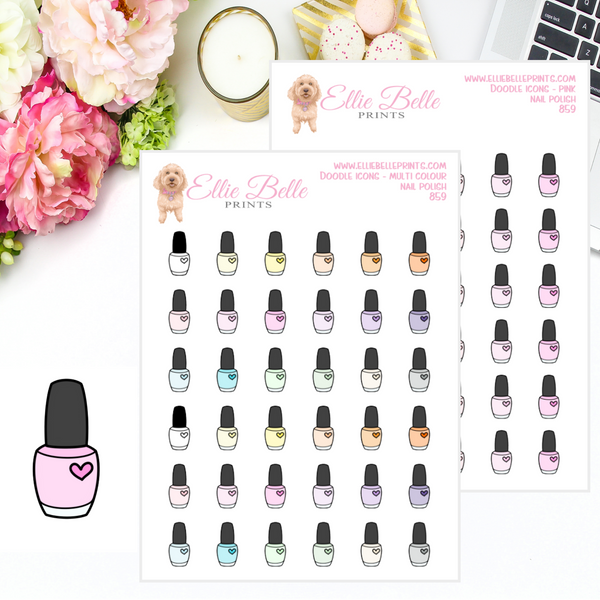 Nail Polish - Multi Colour Doodle Icons