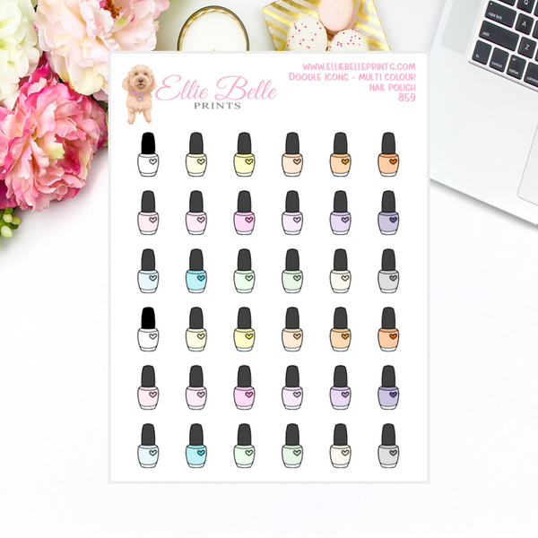 Nail Polish - Multi Colour Doodle Icons