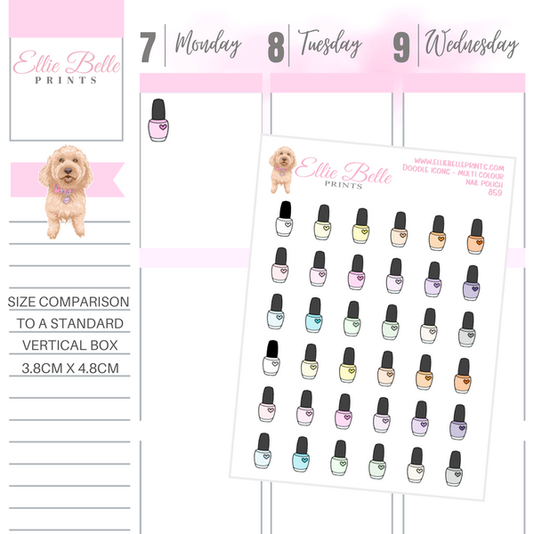 Nail Polish - Multi Colour Doodle Icons
