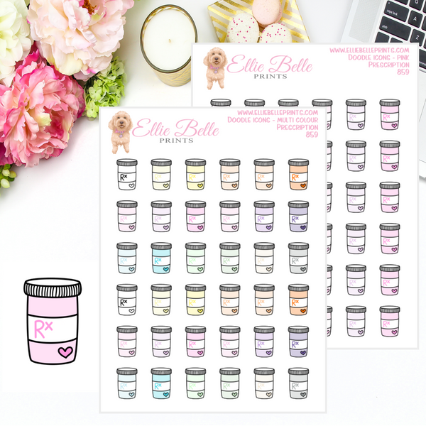 Prescription - Multi Colour Doodle Icons