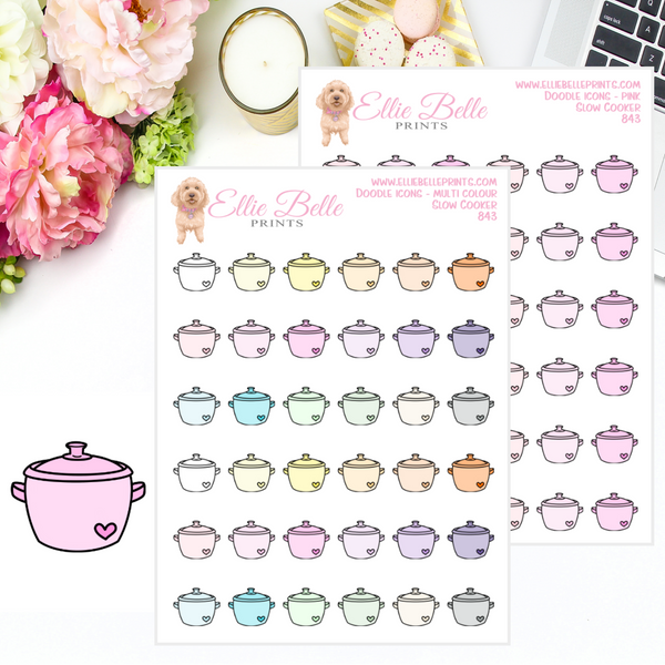Slow Cooker - Multi Colour Doodle Icons