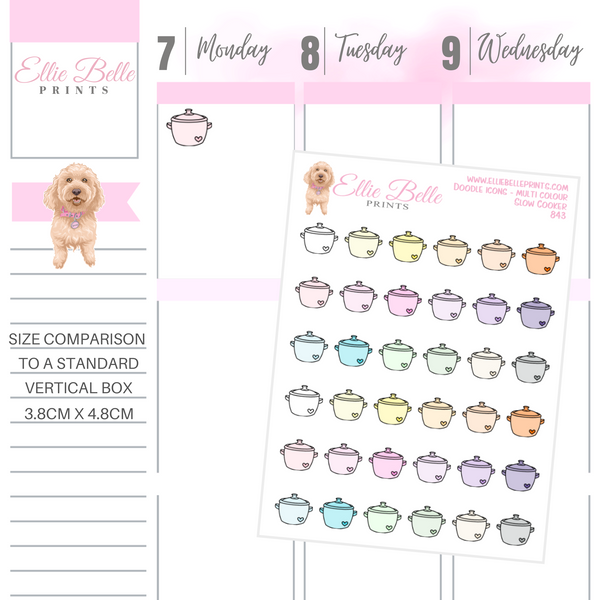 Slow Cooker - Multi Colour Doodle Icons