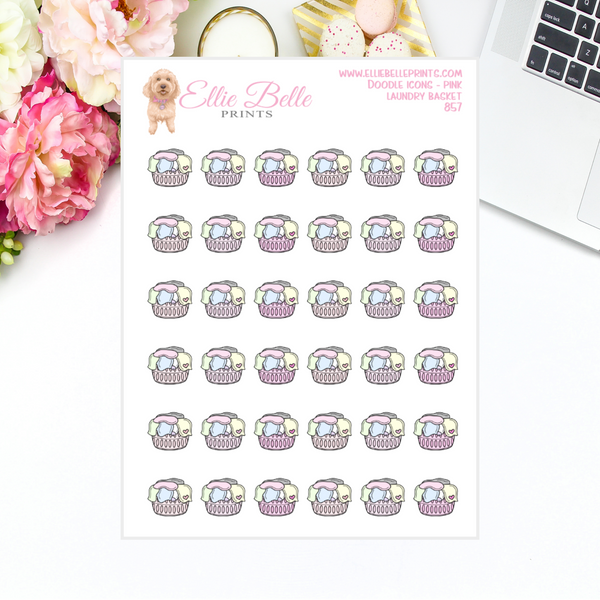 Laundry Basket - Multi Colour Doodle Icons