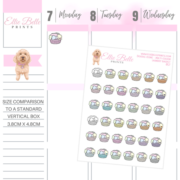 Laundry Basket - Multi Colour Doodle Icons