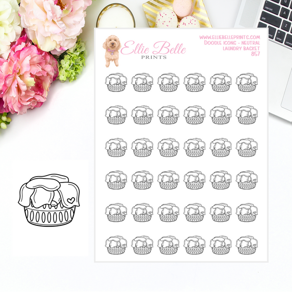 Laundry Basket - Neutral Doodle Icons