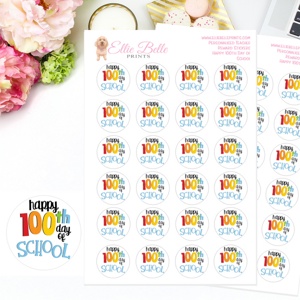 Happy 100th Day of School - Teacher Stickers
