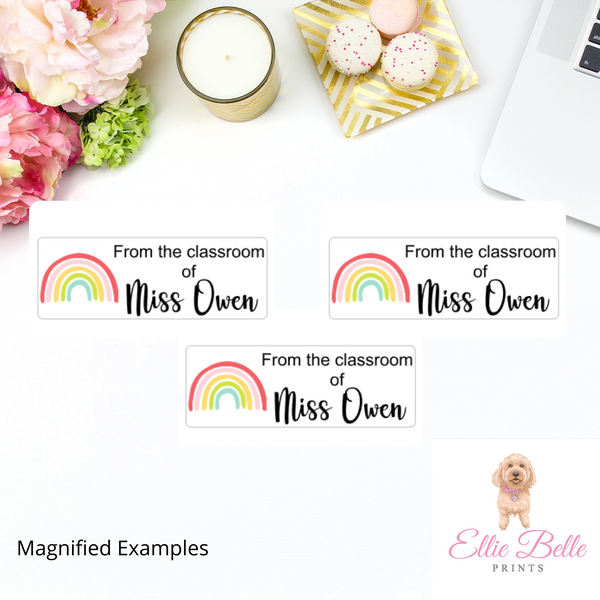 From the classroom of (Rainbow - Rectangles) - Personalised Teacher Reward Stickers