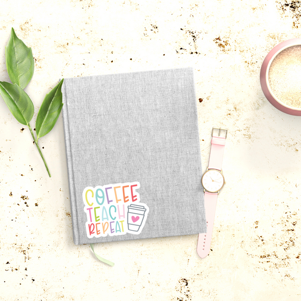 Coffee Teach Repeat Vinyl Sticker