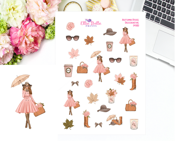 Autumn Rose Collection - Vertical Weekly Planner Kit