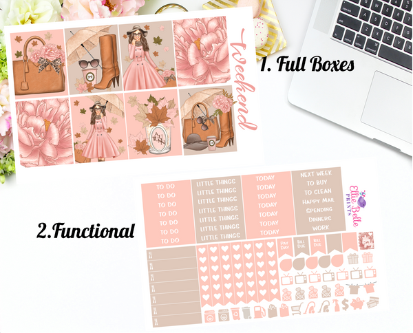 Autumn Rose Collection - Vertical Weekly Planner Kit