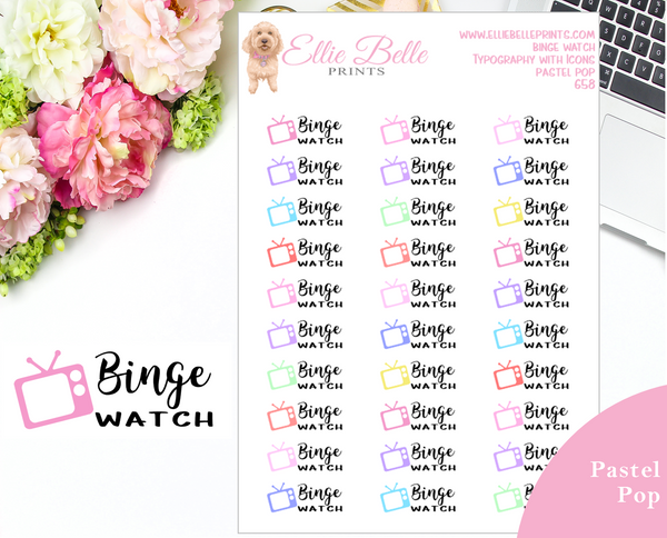 Binge Watch - Typography with Icons
