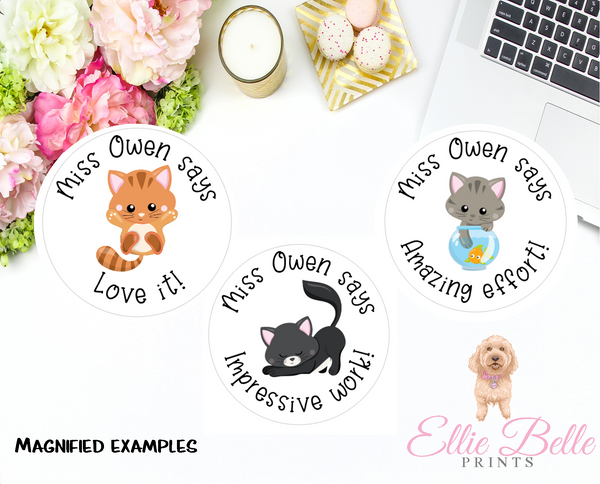 Cats - Personalised Teacher Reward Stickers