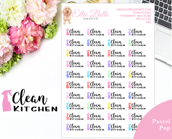 Clean Kitchen - Typography with Icons