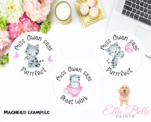 Cute Little Cats - Personalised Teacher Reward Stickers