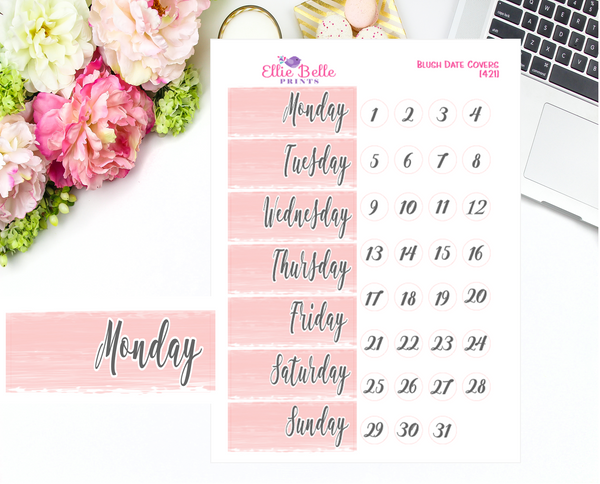 Date Cover Stickers - Blush Watercolour