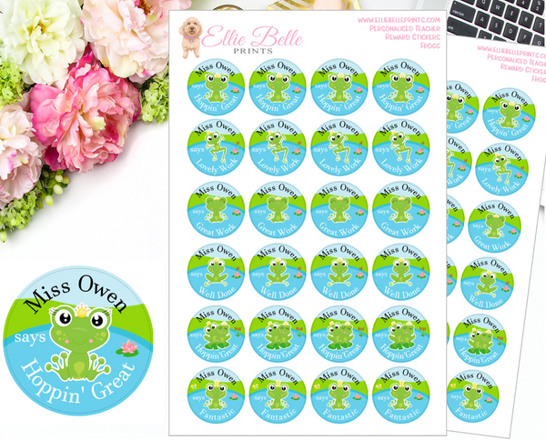 Frogs - Personalised Teacher Reward Stickers