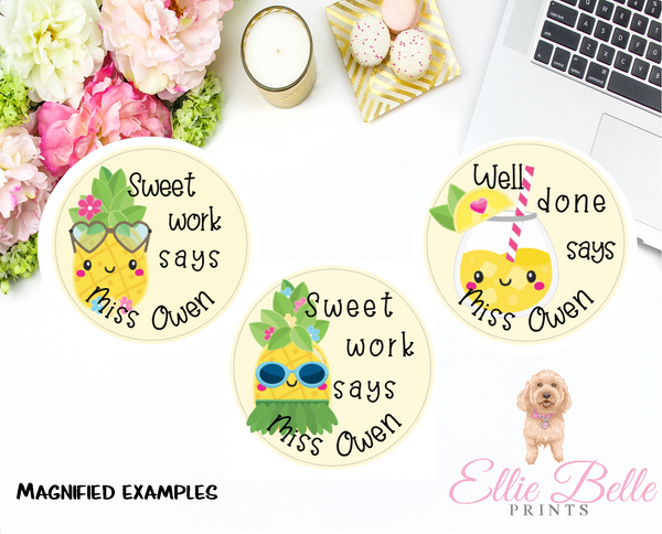 Pineapple 1 - Personalised Teacher Reward Stickers