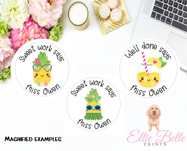 Pineapple 2 - Personalised Teacher Reward Stickers