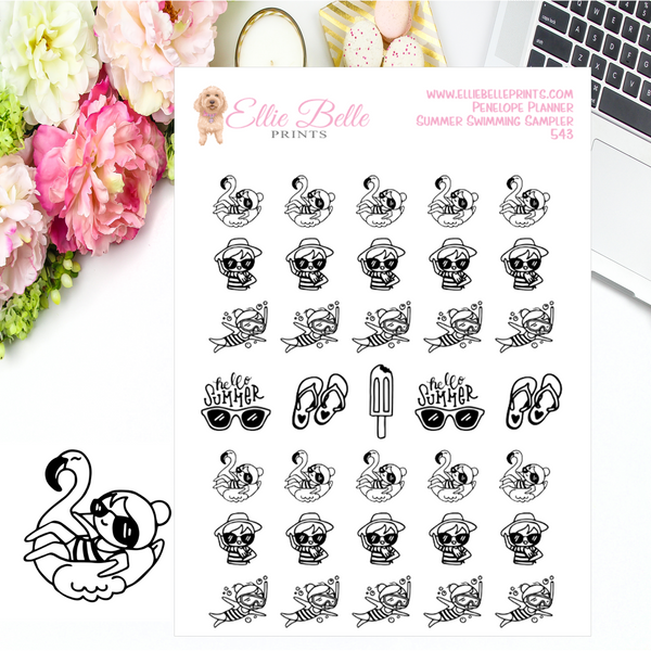Summer Swimming Stickers - Penelope Planner