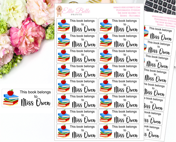 This book belongs to Stickers - Books Rectangle - Personalised Teacher Stickers
