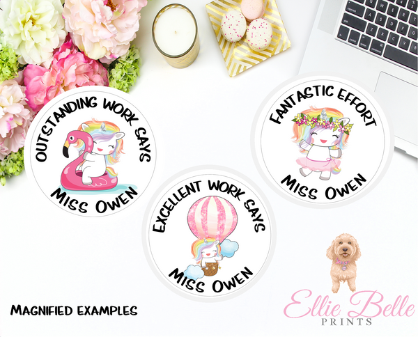 Unicorn - Personalised Teacher Reward Stickers