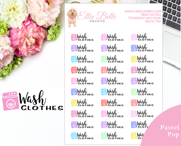 Wash Clothes - Typography with Icons