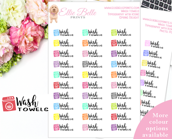 Wash Towels - Typography with Icons