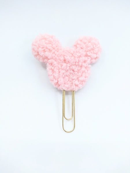 Pink Mouse Teddy Fabric Planner Clips