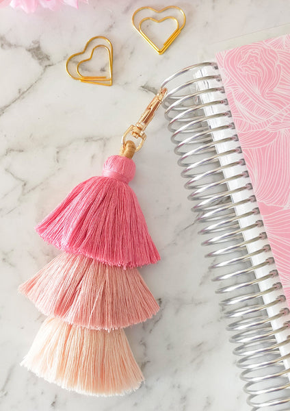 Tri Coloured Tassel Keychain